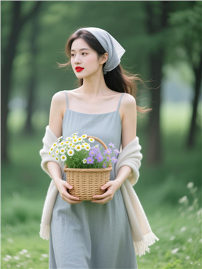 春意盎然户外美女性感写真图片